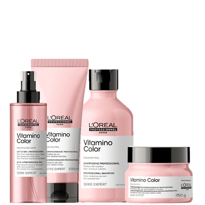 Kit L'Oréal Professionnel Vitamino Color Home Care Duo + Máscara 250g + Leave-In 190ml (4 Produtos)
