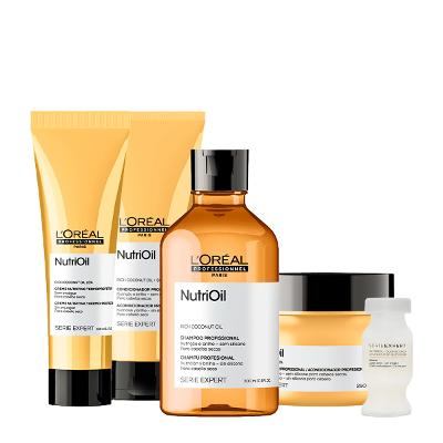Kit L'Oréal Professionnel Serie Expert NutriOil Shampoo Condicionador Creme Máscara e Ampola (5 produtos)