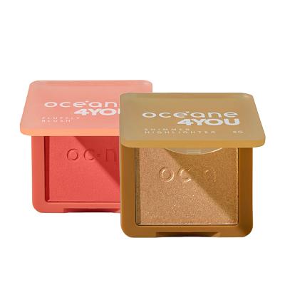 Kit Océane 4you Shimmer Highlighter Gold Iluminador e Brink Peach Blush Cremoso (2 produtos)