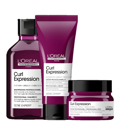 Kit L'Oréal Professionnel Curl Expression Shampoo JELLY 300ml + Creme Capilar 200ml e Máscara 250ml (3 Produtos)