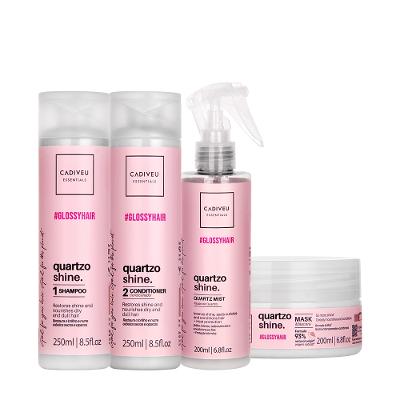 Kit Cadiveu Essentials Quartzo Shine Shampoo Condicionador Fluído e Máscara (4 produtos)