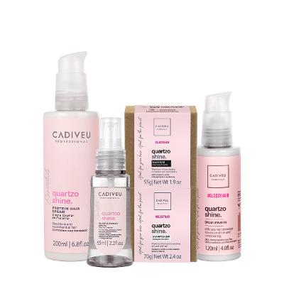 Kit Cadiveu Professional Essentials Quartzo Shine Shampoo Máscara em Barra Pré Shampoo Leave-in e Óleo (5 produtos)