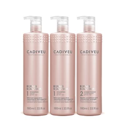 Kit Cadiveu Repair Solution Shampoo Sem Sulfato e Condicionador Litro (3 produtos)