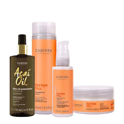 Kit Cadiveu Professional Bye Bye Frizz  Shampoo Leave-in Máscara e Açaí Oil 110 (4 produtos)
