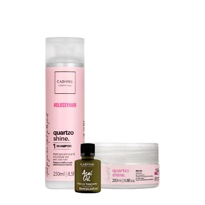 Kit Cadiveu Professional Essentials Quartzo Shine Shampoo Máscara e Açaí Oil (3 produtos)