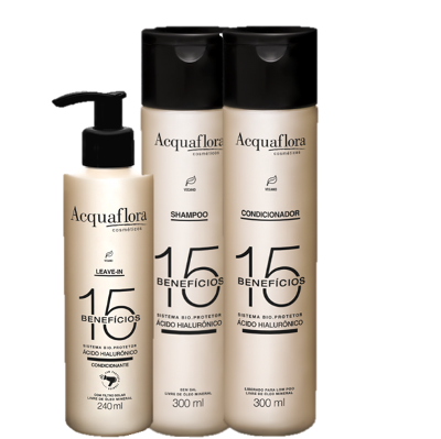 Acquaflora Kit 15 Beneficios Acido Hialuronico Protetor 3 Produtos