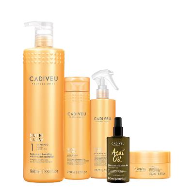 Kit Cadiveu Professional Nutri Glow Shampoo Condicionador Máscara Fluído e Açaí Oil 60 (5 produtos)