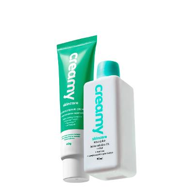 Kit Creamy Ácido Salicílico Solução Tônica Antiacne e Creme Reparador (2 produtos)