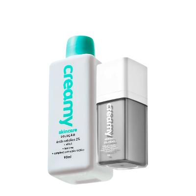 Kit Creamy Ácido Salicílico Solução Tônica Antiacne e Eye Cream Creme Antirugas Clareador (2 produtos)
