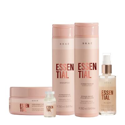 Kit Braé Essential Shampoo Condicionador Máscara Óleo e Ampola Capilar (5 produtos)