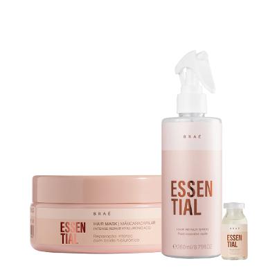 Kit Braé Essential Máscara Fluído Reparador e Ampola Capilar (3 produtos)