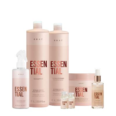 Kit Braé Essential Shampoo Condicionador Máscara Óleo Fluído Reparador e Ampola Capilar Salon (7 produtos)