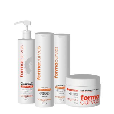 Kit Acquaflora Forma Curvas Duo Creme de Pentear Cachos e Gelatina Suave (4 produtos)