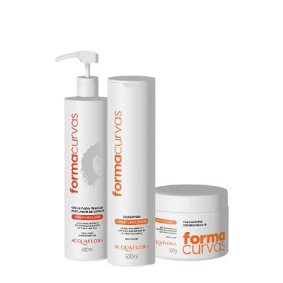 Kit Acquaflora Forma Curvas Shampoo Tratamento Condicionante e Creme de Pentear Cachos (3 produtos)