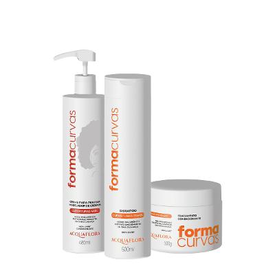 Kit Acquaflora Forma Curvas Shampoo Tratamento Condicionante e Creme de Pentear Crespos (3 produtos)
