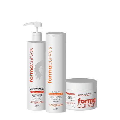 Kit Acquaflora Forma Curvas Shampoo Creme de Pentear Cachos e Gelatina Intensa (3 produtos)