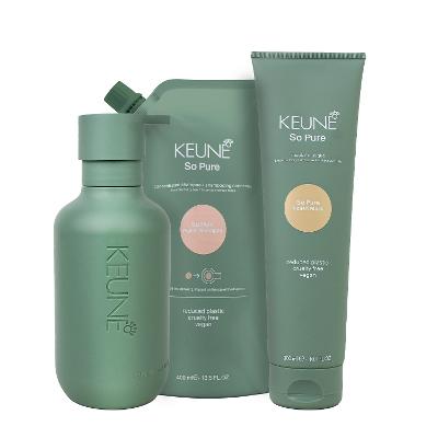 Kit Keune So Pure Polish Shampoo Refil Máscara e Dispenser Frasco (3 produtos)