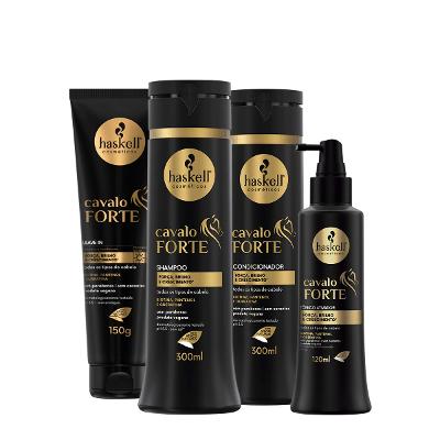 Kit Haskell Cavalo Forte Shampoo Condicionador Leave-in e Tônico (4 produtos)