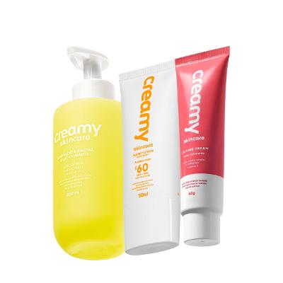 Kit Creamy Skincare Limpador Glicerinado Protetor Solar Calming (3 produtos)