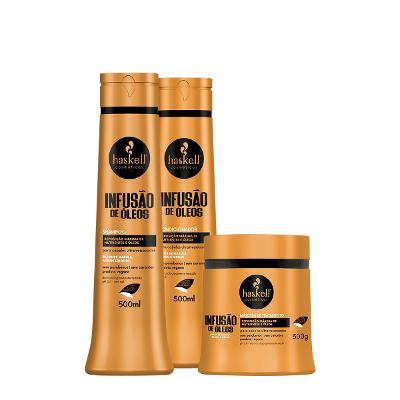 Kit Haskell Infusão de Óleos Shampoo Condicionador e Máscara G (3 produtos)
