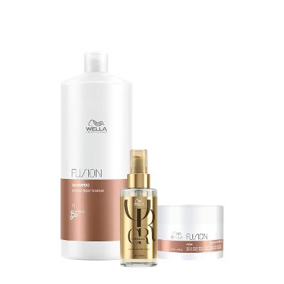 Kit Wella Professionals Fusion Reflections Shampoo Máscara Oil (3 produtos)