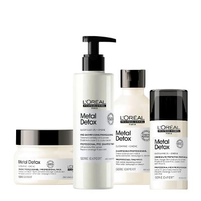 Kit L'Oréal Professionnel Metal Detox Pré Shampoo Máscara Shampoo Leave-in  (4 produtos)