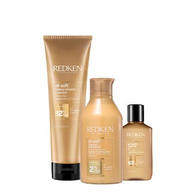 Kit Redken All Soft Shampoo Máscara Óleo (3 produtos)