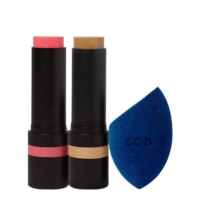 Kit Océane Edition Blush Cloudy Pink Stick Contorno Marrom Claro e Flat Blend Azul 3 produtos)