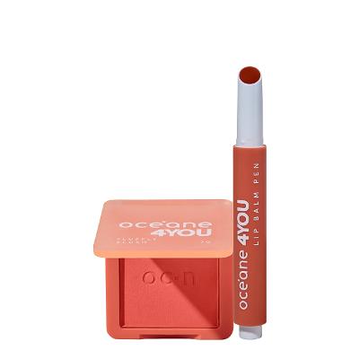 Kit Océane 4you Blush Cremoso Brink Peach Lip Balm Coral (2 produtos)