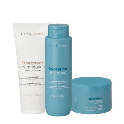 Kit Braé Stages Hydration Shampoo Máscara Leave-in (3 produtos)
