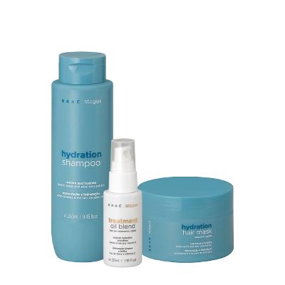 Kit Braé Stages Hydration Shampoo Máscara Oil (3 produtos)