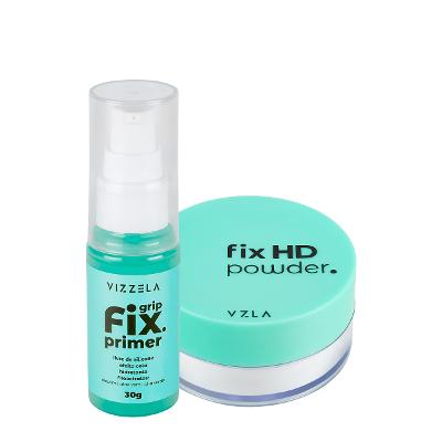 Kit Vizzela Fix Grip Hd Powder Translúcido Primer Pó (2 produtos)