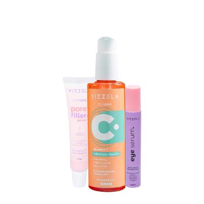 Kit Vizzela Vitamina C Pore Filler Eye Sérum Sabonete Primer (3 produtos)