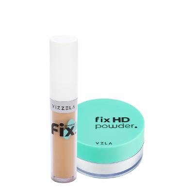 Kit Vizzela Fix HD Powder Cor 7 Corretivo Pó Translúcido (2 produtos)