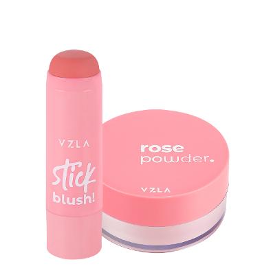 Kit Vizzela Rose Powder Stick Blush! Cor 01 Pó Solto Blush (2 produtos)