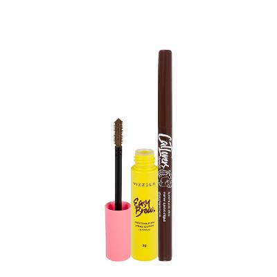 Kit Vizzela Easy Brow Cor 2 Cat Lovers Marrom Lápis Máscara Sobrancelha (2 produtos)