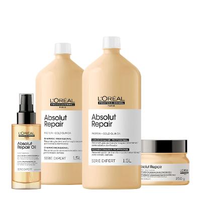 Kit L'Oréal Professionnel Absolut Repair Gold Salon Máscara Oil (4 produtos)