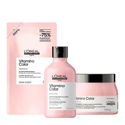 Kit L'Oréal Professionnel Vitamino Color Shampoo Máscara Refil (3 produtos)