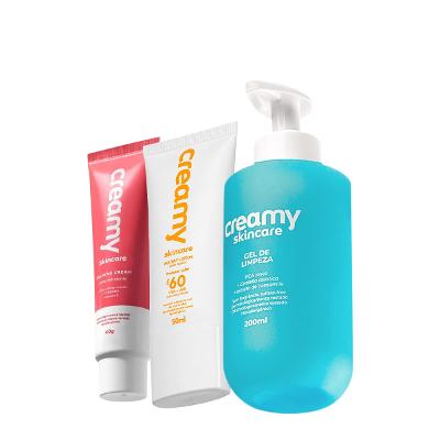 Kit Creamy Skincare Gel de Limpeza Calming Cream FPS60 Protetor Solar (3 produtos)