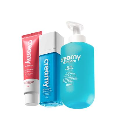Kit Creamy Skincare Gel de Limpeza Ácido Glicólico Calming Cream (3 produtos)