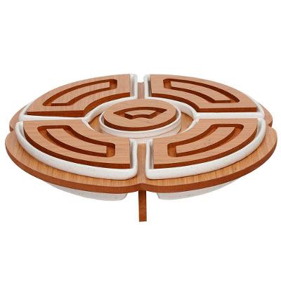 Conjunto Petisqueiras L`hermitage Santorini em Cerâmica com Suporte em MDF - 5 Peças