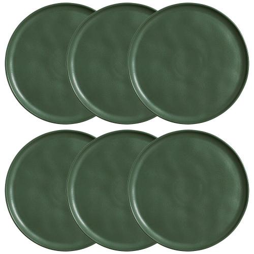 Conjunto com 6 Pratos Rasos Porto Brasil Bio Leaf em Stoneware 27,5 cm – Verde