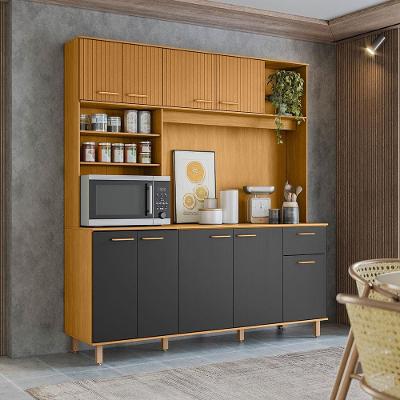 Cozinha Compacta Poliman Nuria com 9 Portas, 1 Gaveta e 4 Prateleiras - 180cm de largura