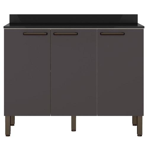 Balcão Triplo Bartira Veneza com 3 Portas e 1 Prateleira - 108,4cm de largura - Freixo/Grafite