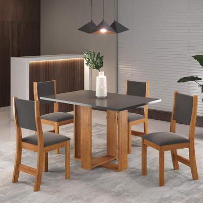 Mesa de Jantar Retangular Viero Caiena com 4 Cadeiras Estofadas e Revestidas em Veludo