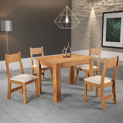 Mesa de Jantar Retangular Viero Tulipa com 4 Cadeiras Estofadas e Revestidas em Veludo