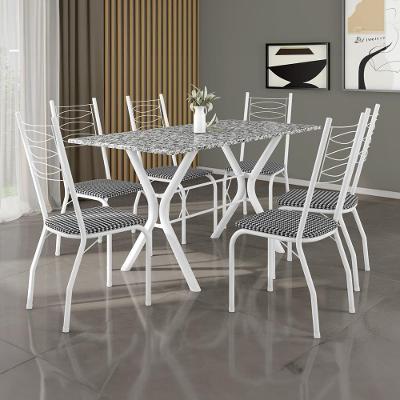 Mesa de Jantar de Granito Fabone Miami com 6 Cadeiras Estofadas