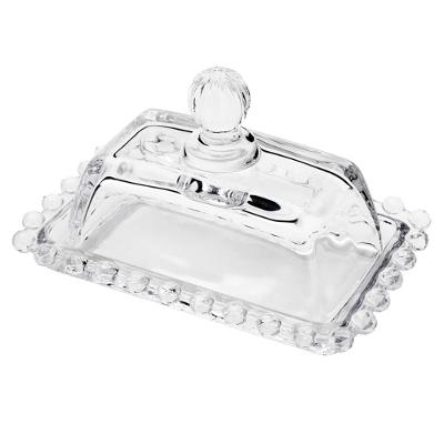 Manteigueira Wolff Pearl em Cristal com Tampa Transparente - 9 x 14 cm