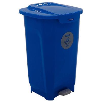 Lixeira para Coleta Seletiva com Pedal Tramontina T-Force em Polipropileno Azul - 50 L