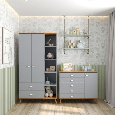Guarda-Roupa Bartira Ternura com 5 Nichos, 2 Portas, 2 Gavetas + Cômoda Bartira Ternura com 5 Gavetas e 1 Porta